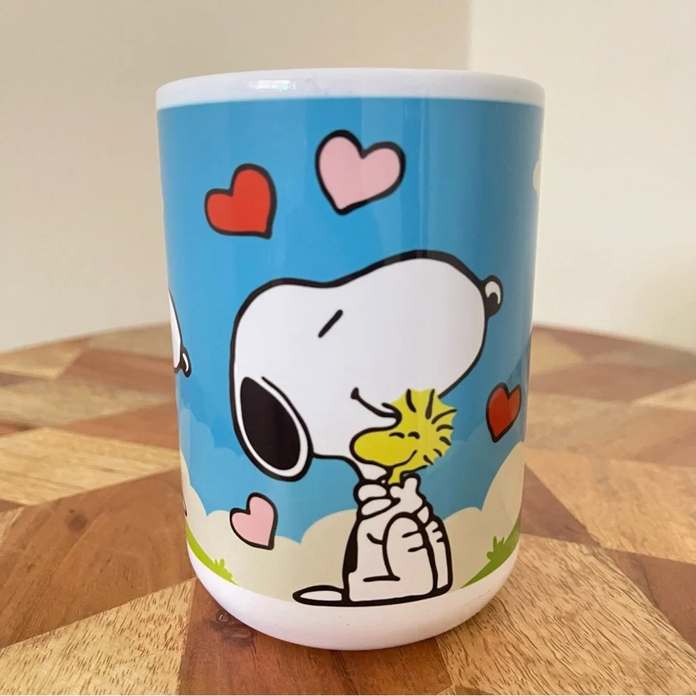 Snoopy and Woodstock Mug with Hearts 15oz NWT Hand Crafted - Picture 1 of 3